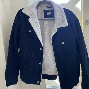 Navy and white Sherpa jacket